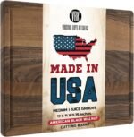 Made in USA Black Walnut Wood Cutting Board by Virginia Boys Kitchens - Butcher Block Wooden Carving Board with Juice Well made from Sustainable Hardwood (17x11) - Image 2