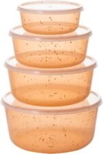Mage Crab 4Pcs Plastic Mixing Bowls with Lids Set for Kitchen, Safe BPA Free Non Toxic Serving Bowl Mixing Bowls-orange - Image 2