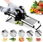 Mandoline Food Slicer, Adjustable Mandoline Slicer for Kitchen, Stainless Steel Mandolin Vegetable Chopper for Potato/Tomato/Onion, Vegetable Slicer Julienne Cutter with Cut-Resistant Gloves - Image 2