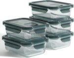 Martha Stewart Shadowbrook 5-Piece Borosilicate Glass Storage Container Set – Airtight Locking Lids, 21.6 oz Meal Prep, Leftover & Lunch Containers, Microwave, Oven & Dishwasher Safe - Image 2