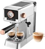 Mecity 20 Bar Espresso Machine with Milk Frother, Brushed Stainless Steel Shell, 37 fl.Oz Water Reservoir, Coffee Maker For Espresso, Latte, Mocha, Americano. 1400W - Image 2