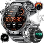 Military Smart Watch for Men, 1.85'' HD Large Screen Smartwatch, 800mAh/LED Flashlight/IP68 Waterproof/Pedometer/100+ Sports Fitness Tracker, Mens Smart Watches for Android iOS Compatible - Image 2