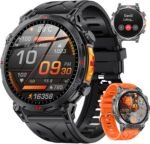Military Smart Watches for Men GPS, 1.56" AMOLED Screen Bluetooth Call, Smartwatch for Android Phones and iPhone, 100+ Sport Modes, 3ATM Waterproof Smart Watch with Compass - Image 2