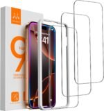 Mkeke Screen Protector for iPhone 16 Pro, 3 Pack Tempered Glass [9H Hardness] [Military-Grade Drop Protection] [Sensitive Touch] [Easy Installation Frame] [HD Clear] for 6.3 inch - Image 2