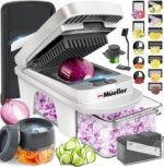 Mueller Pro-Series All-in-One, 12 Blade Mandoline Slicer for Kitchen, Food Chopper, Vegetable Slicer and Spiralizer, Cutter, Dicer, Grater, Kitchen Gadgets Sets with Container, White Sand/Gray - Image 2