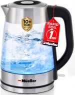 Mueller Rapid Boil Electric Tea Kettle 1.8L – Borosilicate Glass & Stainless Steel – BPA-Free Hot Water Boiler, LED Light, Auto Shut-Off, Boil Dry Protection Fast Water Heater – Kitchen Appliances - Image 2