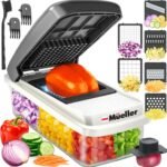 Mueller Vegetable Chopper Mandoline Slicer, Food Veggie Chopper, Cheese Grater, Onion Vegetable Cutter with Container, Dicer, Kitchen Gadgets & Essentials, White Sand/Grey - Image 2