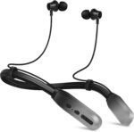 Neckband Bluetooth Headphones, 200H Extra Long Playtime Wireless Stereo Neckband Earbuds with Microphone, Waterproof Balanced Armature Drivers in Ear Headset for Sports/Workout (Silver) - Image 2