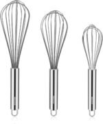NileHome Stainless Steel Whisk Set 8" 10" 12" Kitchen Whisk Balloon Whisk Kitchen Wisk Wire Whisks for Cooking, Whisking, Blending, Beating, Stirring-3 Pack… - Image 2