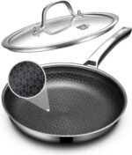 Non Stick Frying Pans 12 inch, Hybrid Frying Skillets Nonstick with Lid,non stick Stainless Steel Pans, Dishwasher and Oven-Safe Chef Pan, Induction Compatible Cooking Pan, PFOA Free Cookware - Image 2