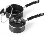 Nonstick Saucepan Set with Lid, Non Stick 1Qt & 2Qt Sauce Pan Set with Glass Lid Small Pot for Home Kitchen - Image 2