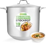 NutriChef 19-Quart Stainless Steel Stockpot – 18/8 Food Grade Heavy-Duty Induction-Compatible Pot with See-Through Lid, Ideal for Stews, Broths, Simmering & Soups, Dishwasher Safe – NCSP20 - Image 2