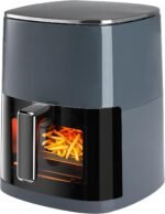 OLIXIS Air Fryer 6 Quart with Window Square Air Fryer 12-in-1 Air Fry, Roast, Reheat, Dehydrate, Bake, Steam, Fries, Custard, Chicken, Wings, Sea Food, Vegetabels,400F Grey - Image 2