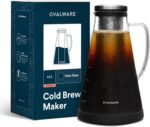 OVALWARE Airtight Cold Brew Iced Coffee Maker Pitcher (& Iced Tea Maker) with Spout – 1.5L/ 51oz Brewing Glass Carafe with Removable Stainless Steel Filter - Image 2