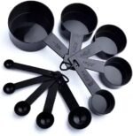 Ovenza measuring Cups and Spoons, 10 Piece Measuring Cup Spoon Set, Plastic Cups and Spoons Set for Baking,Kitchen and cooking, 5 Measure Cups & 5 Measurement Spoons Set for Cooking Color Black - Image 2