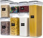 PANTRYSTAR Airtight Food Storage Containers with Lids, 7 PCS BPA Free Kitchen Canisters for Spaghetti, Pasta, Dry Food, Flour and Sugar, Plastic Canisters for Pantry Organization and Storage - Image 2