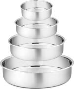 P&P CHEF Cake Pans Sets for Baking, 4" + 6" + 8" + 9.5" 4 Piece Stainless Steel Round Cake Pans Tin, Oven/Pot/Dishwasher Safe, Combination of Different Sizes, Leak-proof & Easy Clean - Image 2