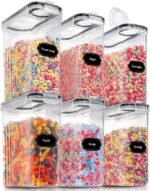 PRAKI Large Dry Food Storage Containers with Lids, 6PCS Airtight Cereal Containers Storage Set, Leak-proof Canister Set for Kitchen Pantry Organization with 20 Labels & Marker (4L Black) - Image 2