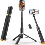 Phone Tripod & Selfie Stick with Remote, Portable, Lightweight for Video Recording Vlog, Extendable Travel Tripod Stand Compatible with iPhone Android, Black, 62" - Image 2
