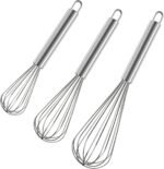 Polly Online Stainless Steel Whisk Set, 3 Packs Balloon Whisk for Cooking, Whisking, Blending (8",10",12") - Image 2