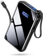 Portable Charger Power Bank 50000mAh, 22.5W Fast Charging Portable Charger with Built-in Cables, Travel Camping 4 Outputs External Battery Pack, LED Display for iPhone, Android, iPad, Black - Image 2