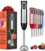 Powerful Immersion Blender, Electric Hand Blender 500 Watt with Turbo Mode, Detachable Base. Handheld Kitchen Gadget Blender Stick for Soup, Smoothie, Puree, Baby Food, 304 Stainless Steel Blades - Image 2