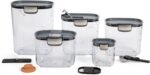 ProKeeper+ Airtight Food Storage Container Set – Clear Plastic Flour and Sugar Canister Set with Magnetic Accessories for Kitchen Organization (Grey, 9-Piece) - Image 2