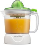 Proctor Silex Electric Citrus Juicer Machine, Large 34 oz. Pitcher, Pressure Activated, 2 Reamers for Big and Small Fruit, Pulp Control, for Orange, Lemon, Grapefruit Juice, White & Green (66340) - Image 2