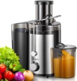 Qcen Juicer Machine, 800W Centrifugal Juicer Extractor with Wide Mouth 3” Feed Chute for Fruit Vegetable, Easy to Clean, Stainless Steel, BPA-free (Black) - Image 2