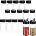 Qiuttnqn 16 PCS 3.5oz Plastic Seasoning Containers with Black Screw Lids to Pour or Shake,Portable Empty Clear Spice Jars,Storage Seasoning Containers for Spice,Powders,Peppers - Image 2