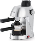 Queyd 3.5 Bar 4 Cup Espresso Cappuccino Machine, Stainless Steel Espresso Machine, Compact Expresso Machines for Home, Latte and Cappuccino Machine with Milk Frother, Dual Safety Switches, 800W - Image 2