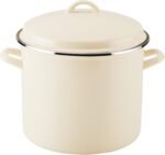 Rachael Ray Enamel on Steel Stockpot with Lid, Induction Suitable, 12 Quart, Almond Cream - Image 2