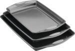 Rachael Ray Nonstick Bakeware Set with Grips, Nonstick Cookie Sheets / Baking Sheets - 3 Piece, Gray with Sea Salt Gray Grips - Image 2