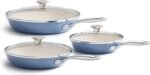 Redchef Nonstick Cookware Sets, Ceramic Frying Pan Set with Tempered Glass Lids, Non Stick Cooking Set, Dishwasher & Oven Safe, Induction Safe, Compatible with All Cooktops, Blue (8", 9.5", 11") - Image 2