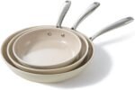 Redchef Nonstick Frying Pans Set, Ceramic Pan Skillet, Non Toxic Pans for Cooking, 8" 9.5" 11" Ceramic Frying Pan Set PFAS & PTFE & PFOA Free with Stay Cool Handle, Dishwasher & Oven Safe, Beige White - Image 2