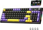 Redragon K725LBY Wireless Mechanical Keyboard with Screen and Knob, Tri-Mode BT5.0/2.4G/USB-C Gasket Computer Gaming Keyboard, 95 Keys Hot Swappable, RGB Backlit, Infinite Mirrors for PC/Mac, Purple - Image 2