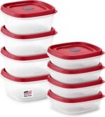 Rubbermaid 16-Piece BPA-Free Plastic Food Storage Set, Red Vented Lids - Microwave, Dishwasher Safe: Perfect for Meal Prep, Leftovers, and Kitchen Organization - Image 2