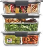 Rubbermaid Brilliance BPA-Free 3 Set Food Storage Containers with Lids, Removable Trays, Airtight, Leak-Proof, Ideal for Meal Prep, Lunch, and Leftovers - Image 2