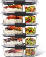 Rubbermaid Brilliance Meal Prep Containers, 2-Compartment Food Storage Containers, 2.85 Cup, 5-Pack, BPA-Free, Clear/Grey - Image 2