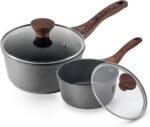 SENSARTE Nonstick Sauce Pan with Lid Saucepan Set, Swiss Granite Coating Sauce Pot Kitchen Cooking Pot Sets, Induction Comptable, Free of Intentionally Added PFOA, 1.5 + 2 QT - Image 2