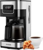 SHARDOR 10-Cup Programmable Coffee Maker, Regular & Strong Brew Drip Coffee Machine for Home and Office, Auto Shut Off, Permanent Filter, Silver - Image 2