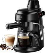 SHARDOR 3.5 Bar Espresso Machine – 4-Cup Compact Espresso Maker with Milk Frother, 800 W Preheating Cappuccino Machine for Home, Black - Image 2