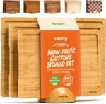 SMIRLY Wooden Cutting Boards For Kitchen Meal Prep & Serving - Bamboo Cutting Board Set with Holder, Charcuterie & Chopping Board, Wood Cutting Board Set, Kitchen Gadgets - Image 2