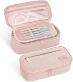 SUNEE Cute Pencil Case, Large Capacity Pencil Pouch, Big Storage Organizer for Stationery, Zipper Pen Bag, Back to School Supplies, Office Organizer Makeup Bag, for Teen Girl Boy Men Women, Pink - Image 2