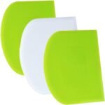 SURDOCA Dough Scraper Bench Scraper - 3P 4.7x3.7" Plastic Flexible Bowl Scraper, Sharp Edge & Angles Cake Scraper. Non-Slip Bakeware Decorating Tools Sculpting & Modeling Tools - Green+White+Green - Image 2