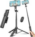 Selfie Stick Travel Tripod for Cell Phone with Remote Control and Phone Holder, Extendable Selfie Stick for iPhone, iPhone Tripod for Video Recording, 50 Inch, Black - Image 2