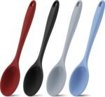 Shappy 4 Pieces Silicone Cooking Spoons 10.6 Inch Heat Resistant Kitchen Spoons for Mixing, Serving and Stirring Upgrade Large Non Stick Basting Utensils, Dishwasher Safe(Spoon,Fashionable Color) - Image 2