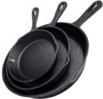 Simple Chef Cast Iron Skillet 3-Piece Set - Heavy-Duty Professional Restaurant Chef Quality Pre-Seasoned Pan Cookware Set - 10", 8", 6" Pans - For Frying, Saute, Cooking, Pizza & More,Black - Image 2