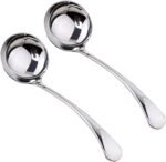 Small Ladle, Sauce - Gravy Ladle, 7.9 Inch, 18/10 Stainless Steel Small Gravy Soup Spoon for Spooning Gravies or Sauces, Set of 2(Silver） - Image 2