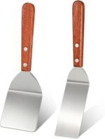 Small Metal Spatula Set - 2Pcs Small Brownie Cookie Spatula Stainless Steel Spatula with Wooden Handle for Cake Cookie Desserts Baking Kitchen Cooking Chef Baking Scraper - Image 2